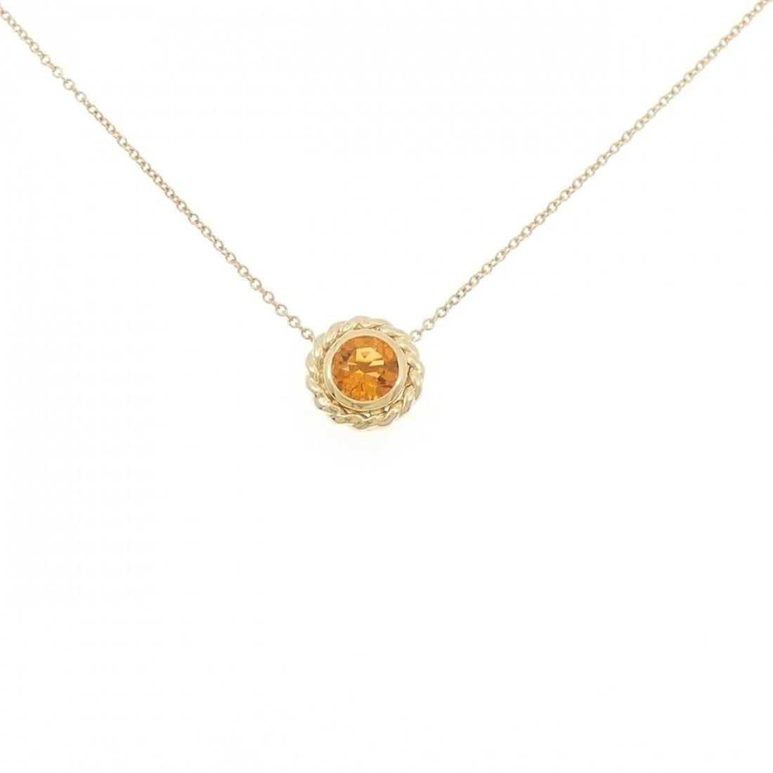 TIFFANY CITRINE NECKLACE: Tiffany Citrine Necklace Brand: Tiffany Type: Necklace Material: 750 Yellow Gold Color: Yellow Gold Size: 41cm ActualSize Pendant top H x W: 10.4mmx10.4mm Chain Max. W: 1.0mm Accessories: