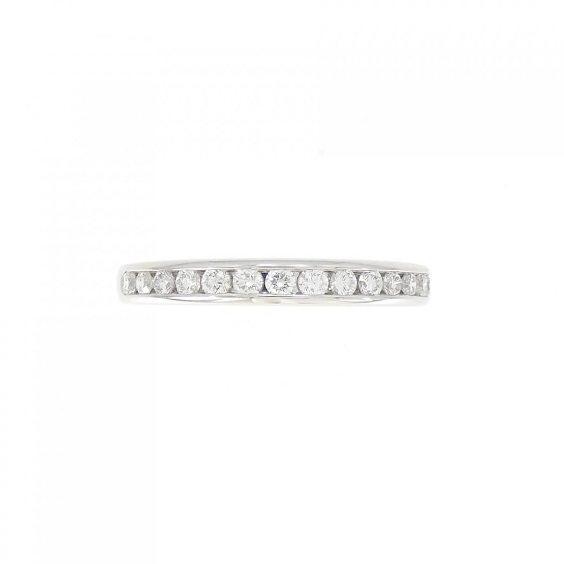 TIFFANY & CO. HALF CIRCLE CHANNEL SETTING RING: Tiffany & Co. half Circle channel setting Ring Brand: Tiffany Type: Ring Material: Platinum Main Stone Natural Color: Platinum Size: 4.5 (US size) Accessories: None Accessories Notice: When