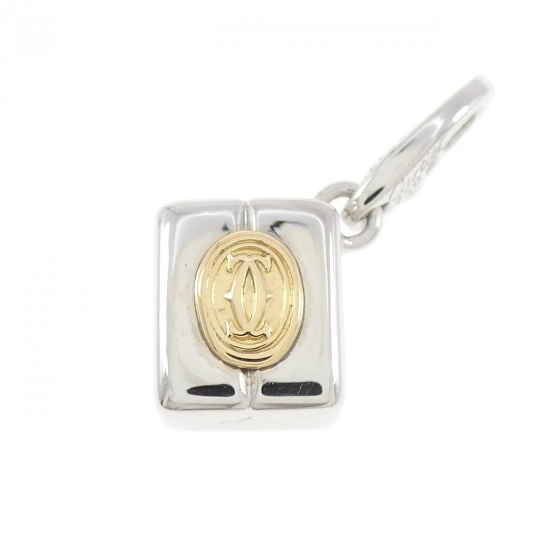 CARTIER GIFT BOX CHARM: Cartier Gift Box Charm Brand: Cartier Type: Pendant Brooch Material: 750 White Gold 750 Yellow Gold Color: White Gold Yellow Gold Size: ActualSize HxW: 25.7mmx13.3mm Accessories: None