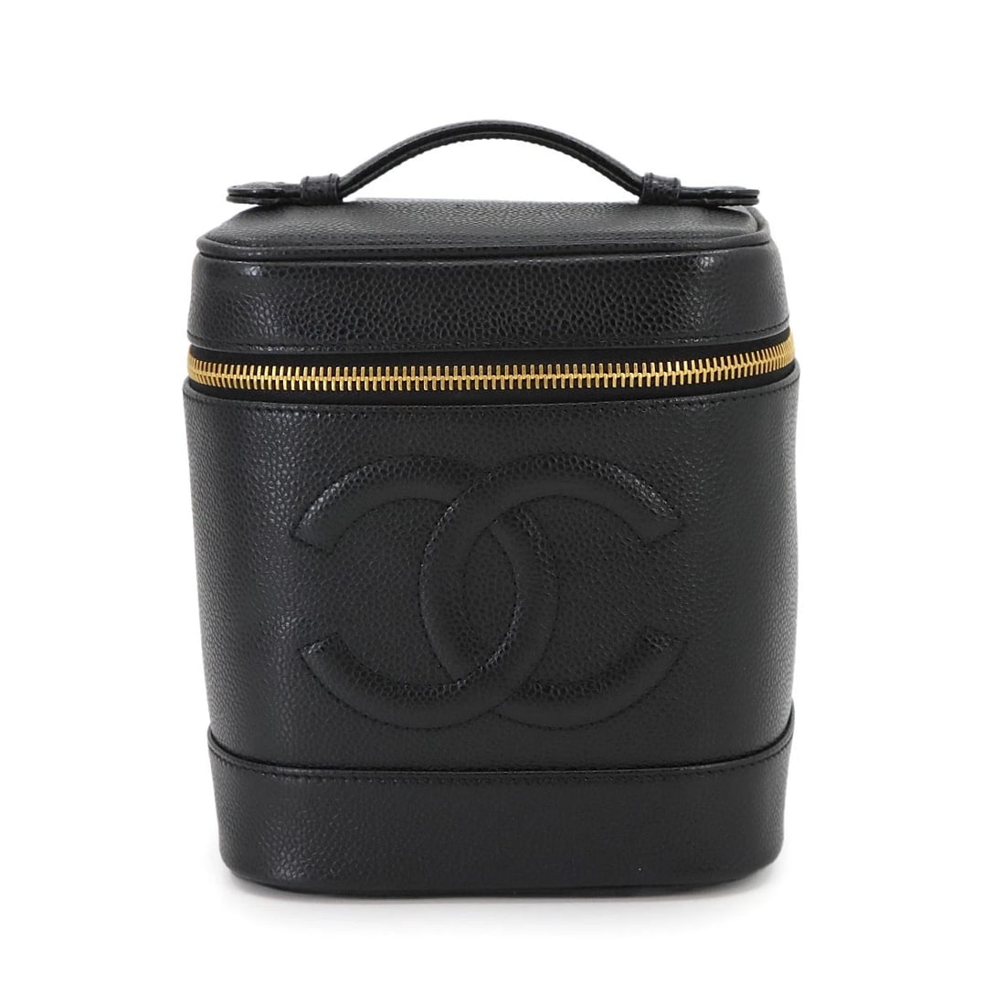 CHANEL VANITY HAND BAG LEATHER BLACK COCO LOGOS PURSE (1 of 6)