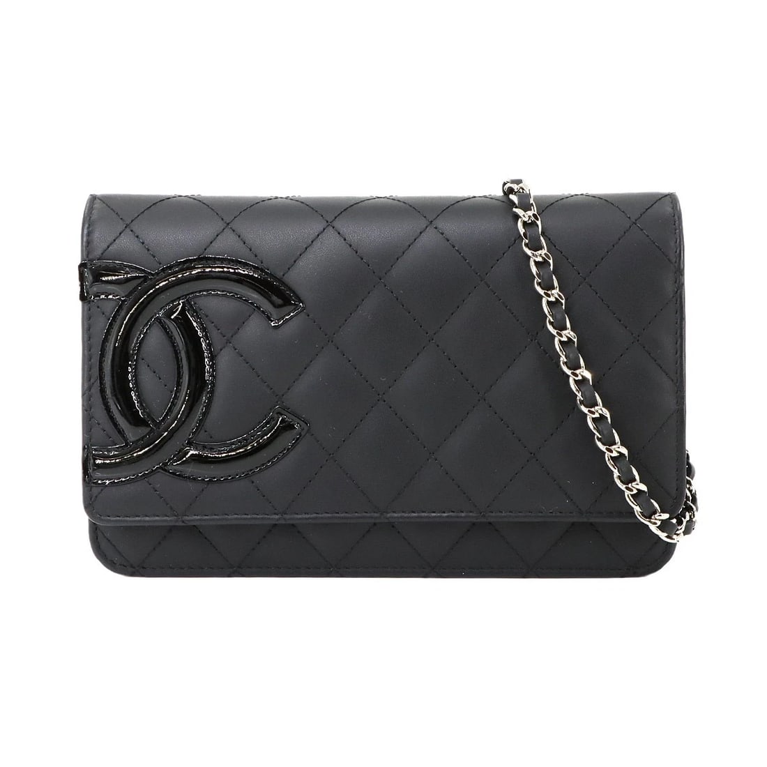 CHANEL CAMBON LINE CHAIN LONG WALLET LEATHER: CHANEL Cambon Line Chain Long Wallet Leather Brand: CHANEL Type: Chain Wallet Material: Leather , Enamel Color: Black Size: W 7.48 inch, H 4.92 inch, D 1.57 inch Accessories: None Accessor