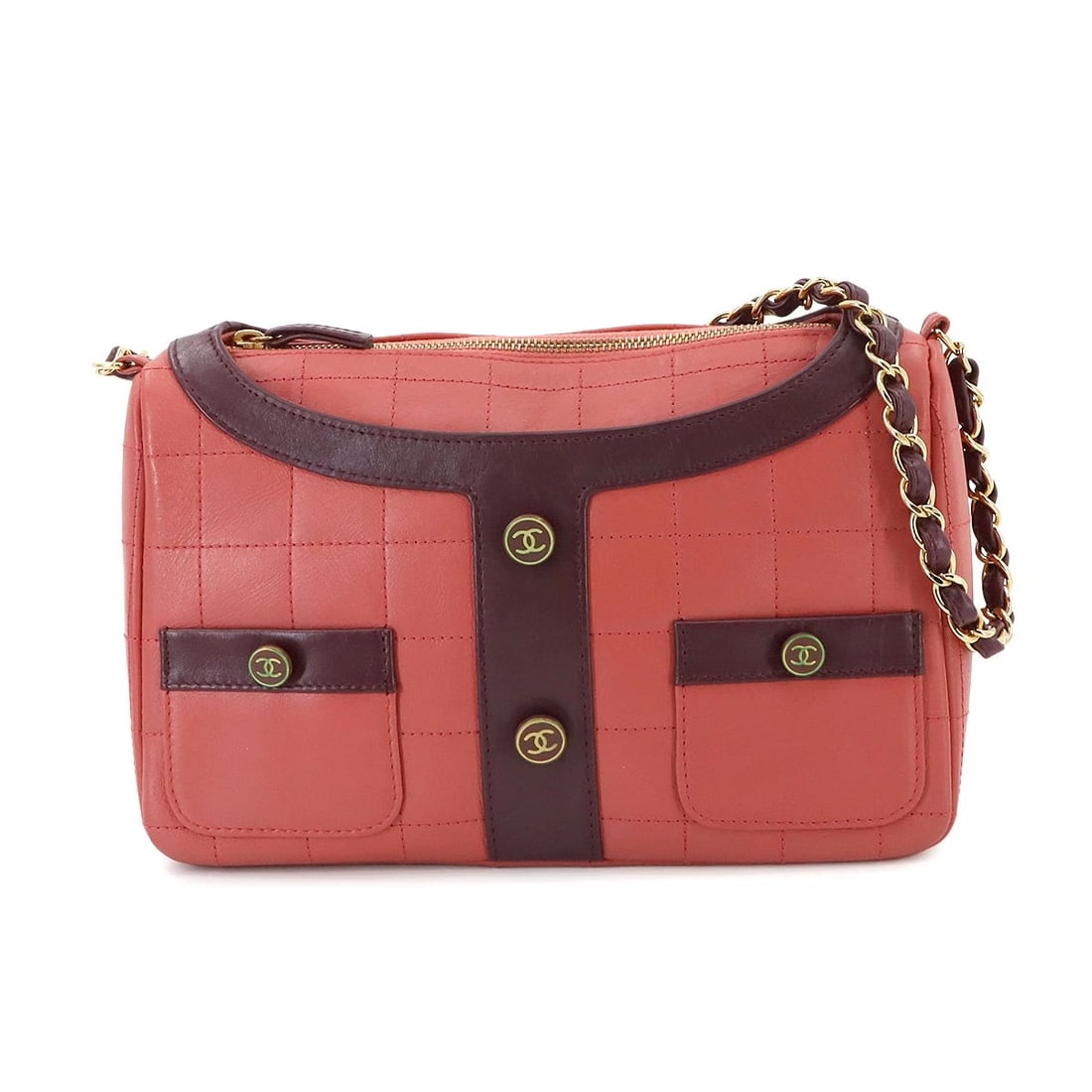 CHANEL GIRL CHANEL CHAIN SHOULDER BAG LEATHER RED: CHANEL Girl Chanel Chain Shoulder Bag Leather Red Brand: CHANEL Type: Shoulder Bag Material: Leather Color: Red , Bordeaux Size: W 9.45 inch, H 6.30 inch, D 2.76 inch Shoulder 20.5inch (52cm) Acc