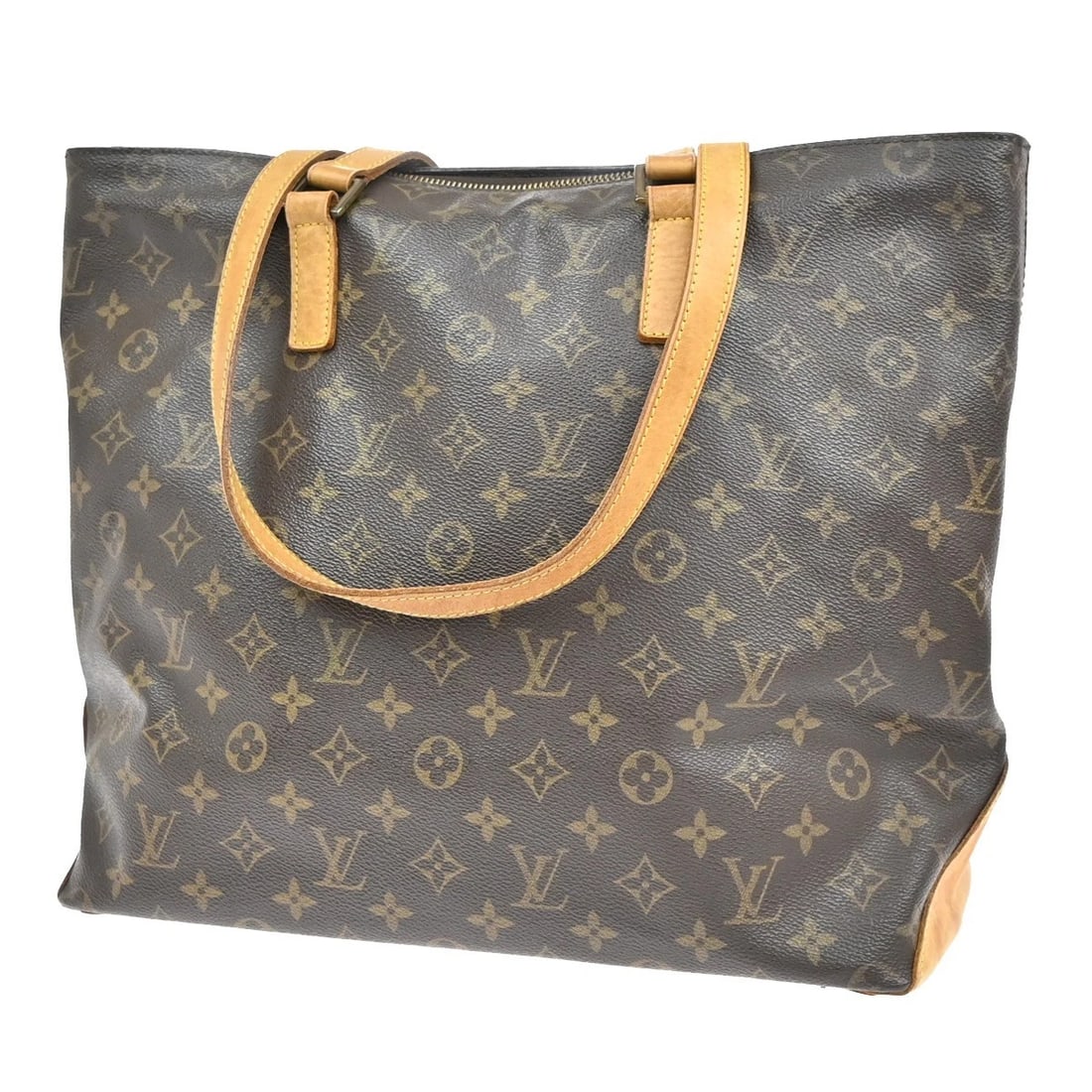 LOUIS VUITTON CABAS MEZZO SHOULDER BAG MONOGRAM LEATHER BROWN (1 of 11)
