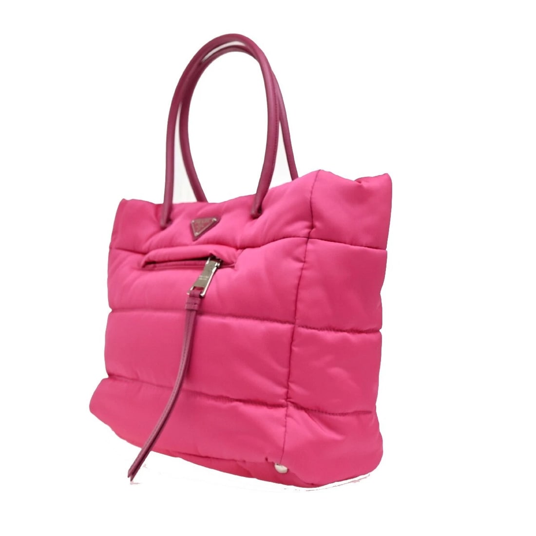 PRADA LOGO TESSUTO BOMBER 2WAY SHOULDER TOTE BAG NYLON LEATHER PINK (1 of 8)