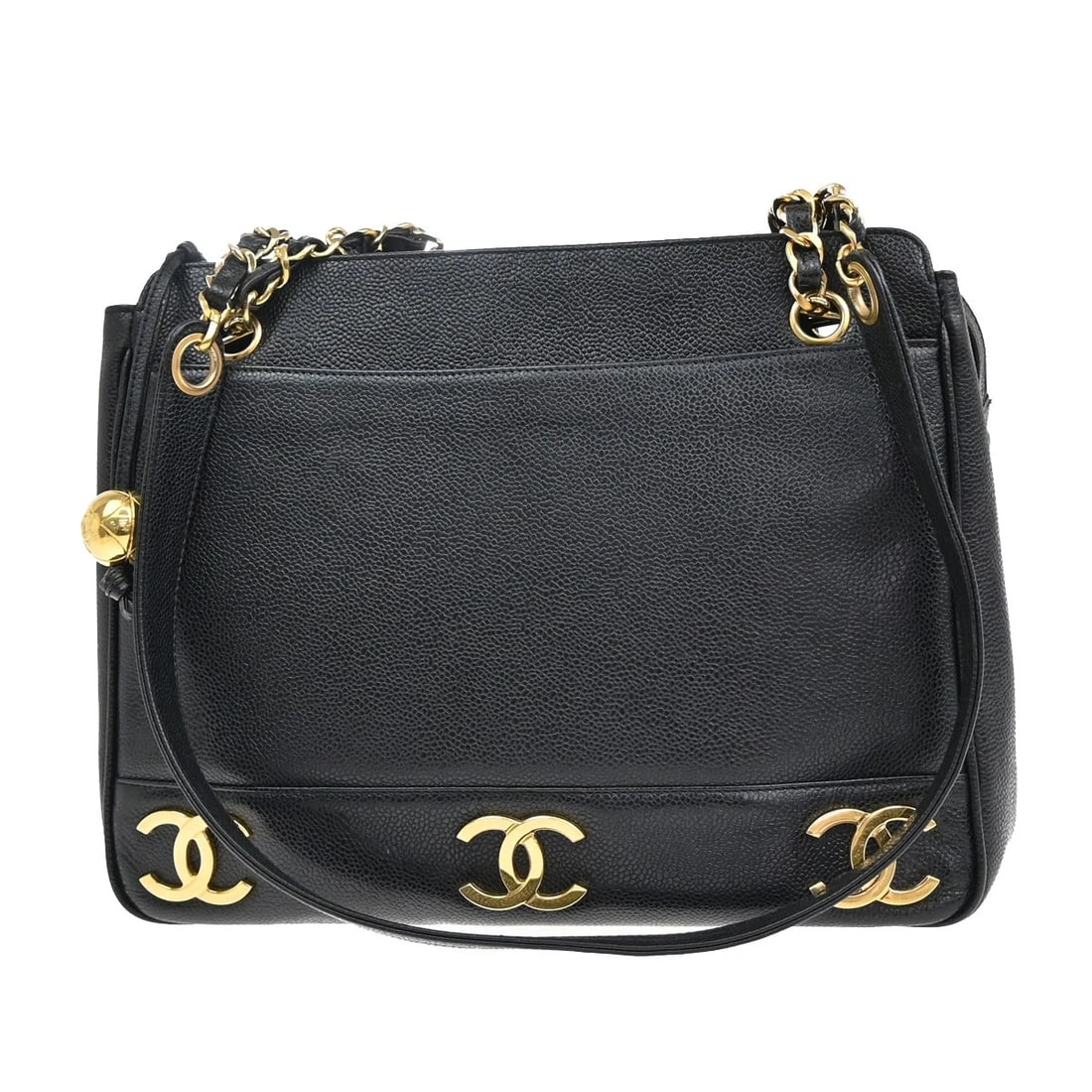 CHANEL TRIPLE COCO SHOULDER BAG GRAINED CALFSKIN LEATHER BLACK (1 of 10)