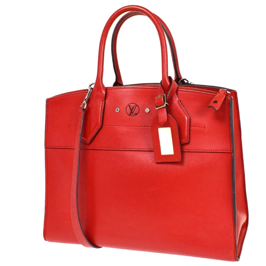 LOUIS VUITTON CITY STEAMER 2WAY SHOULDER HAND BAG CALF LEATHER RED: LOUIS VUITTON City Steamer 2Way Shoulder Hand Bag Calf Leather Red Brand: Louis Vuitton Type: Shoulder Hand Bag Material: Calf Leather Color: Red Size: W 12.2 x H 9.4 x D 5.5 " (approx.) SHOULDER