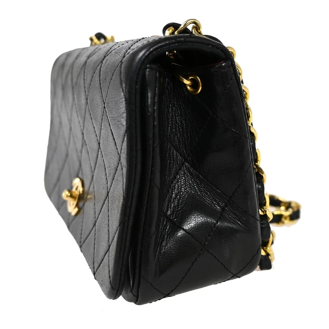 CHANEL CC MINI MATELASSE FULL FLAP CHAIN SHOULDER BAG LEATHER BLACK (1 of 9)