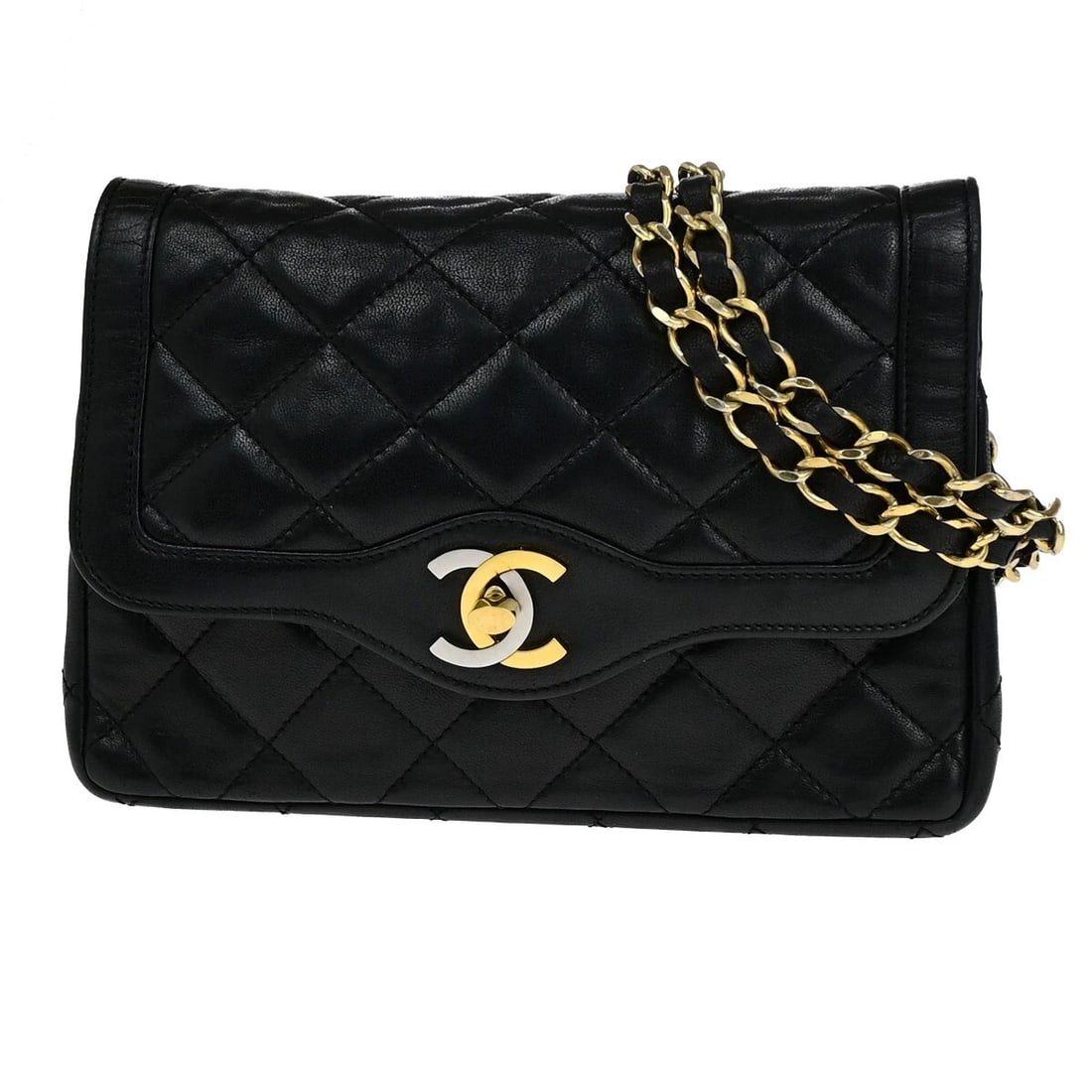 CHANEL PARIS CC MATELASSE CHAIN MINI SHOULDER BAG LEATHER BLACK (1 of 10)