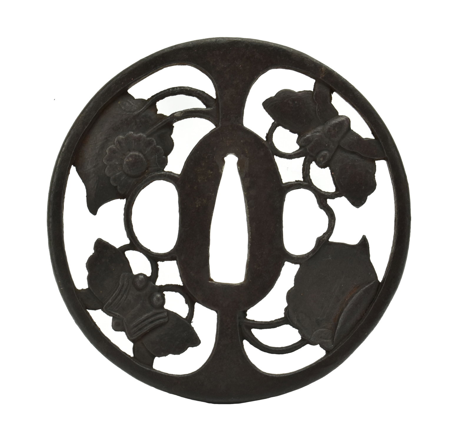 AUTHENTIC JAPANESE TSUBA: Authentic Japanese Tsuba Description: Authentic Japanese Tsuba Size: None Accessories: None Accessories Notice: When purchasing pre-owned goods, please refer to the photos of the items to check the