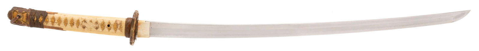 JAPANESE GENDAITO KATANA: Japanese Gendaito Katana Description: 26.25” blade in excellent polish. This is a showa period Gendaito signed Naga Mitsu. This is a highly regarded showa swordsmith! Size: 26.25”