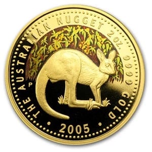 2005 AUSTRALIA 2 OZ PROOF GOLD NUGGET (1 of 2)