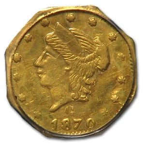1870 LIBERTY OCTAGONAL 25 CENT GOLD (1 of 2)