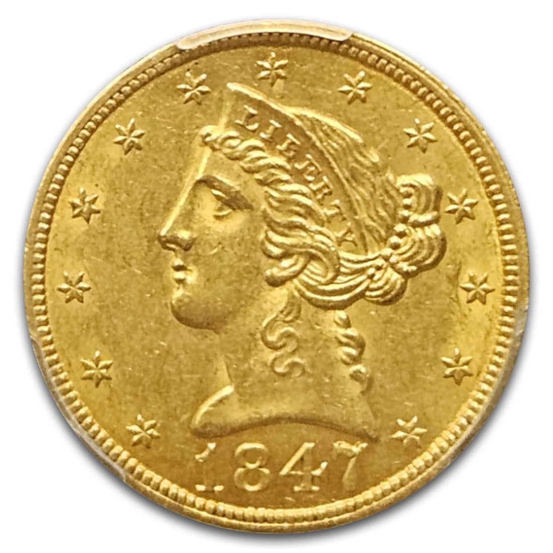 1847 $5 LIBERTY GOLD HALF EAGLE (1 of 2)