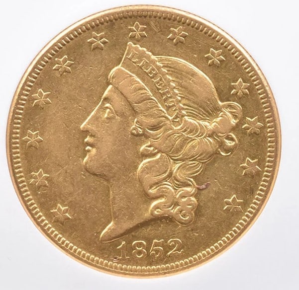 1852-O $20 LIBERTY HEAD GOLD DOUBLE EAGLE (1 of 2)