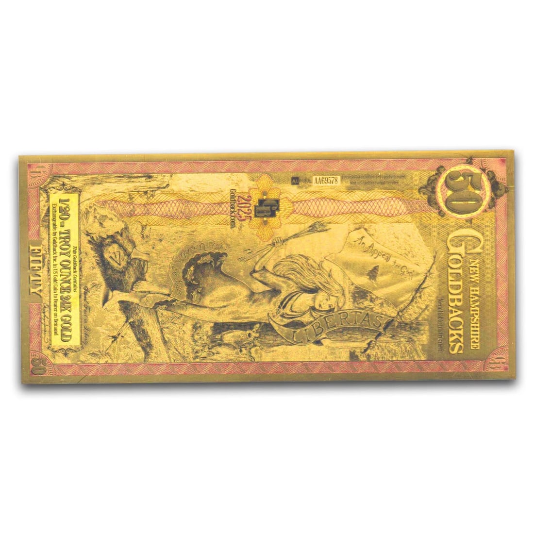 2025 50 NEW HAMPSHIRE GOLDBACK - AURUM GOLD FOIL NOTE (1 of 2)