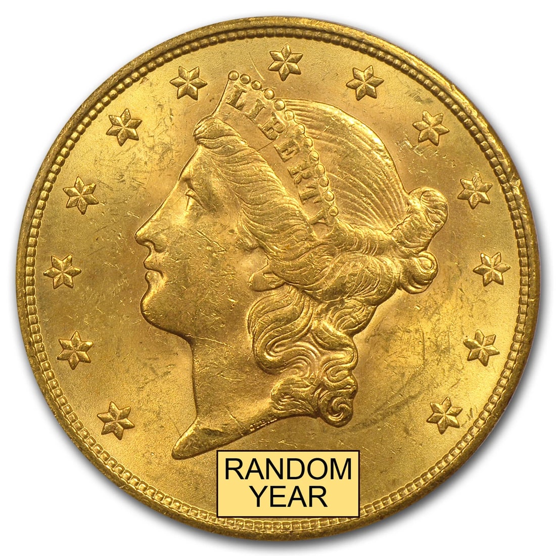 $20 LIBERTY GOLD DOUBLE EAGLE MS-62 (RANDOM): $20 Liberty Gold Double Eagle MS-62 (Random) Brand : US Mint Year : Random Denomination : $20.00 Fineness : 0.9 Country of Origin/Country/Region of Manufacture : United States Coin : None 