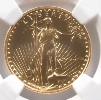 1988 $10 AMERICAN GOLD EAGLE: 1988 $10 American Gold Eagle Grade : Brilliant Uncirculated Composition : Gold Denomination : $10 Year : 1988 Country of Origin : None Mint Location : None Brand/Mint : None Accessories: