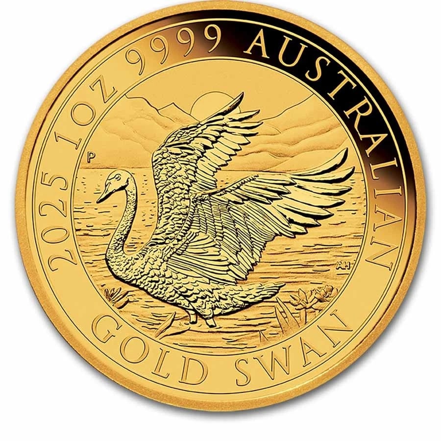 2025 AUSTRALIA 1 OZ GOLD SWAN: 2025 Australia 1 oz Gold Swan Brand : Perth Mint Year : 2025 Denomination : 100 Dollars Fineness : 0.9999 Country of Origin/Country/Region of Manufacture : Australia Coin : None Brand/Mint :