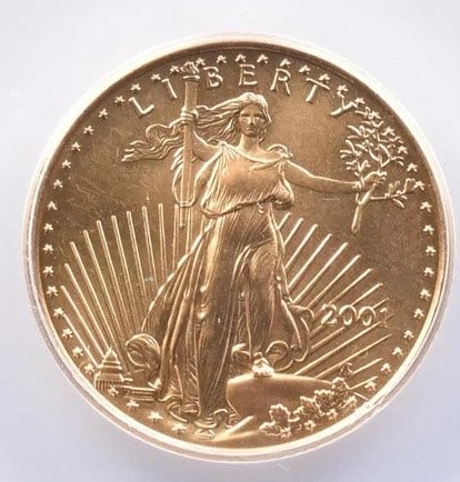2001 $10 AMERICAN GOLD EAGLE 1/4 OZ GOLD (1 of 2)