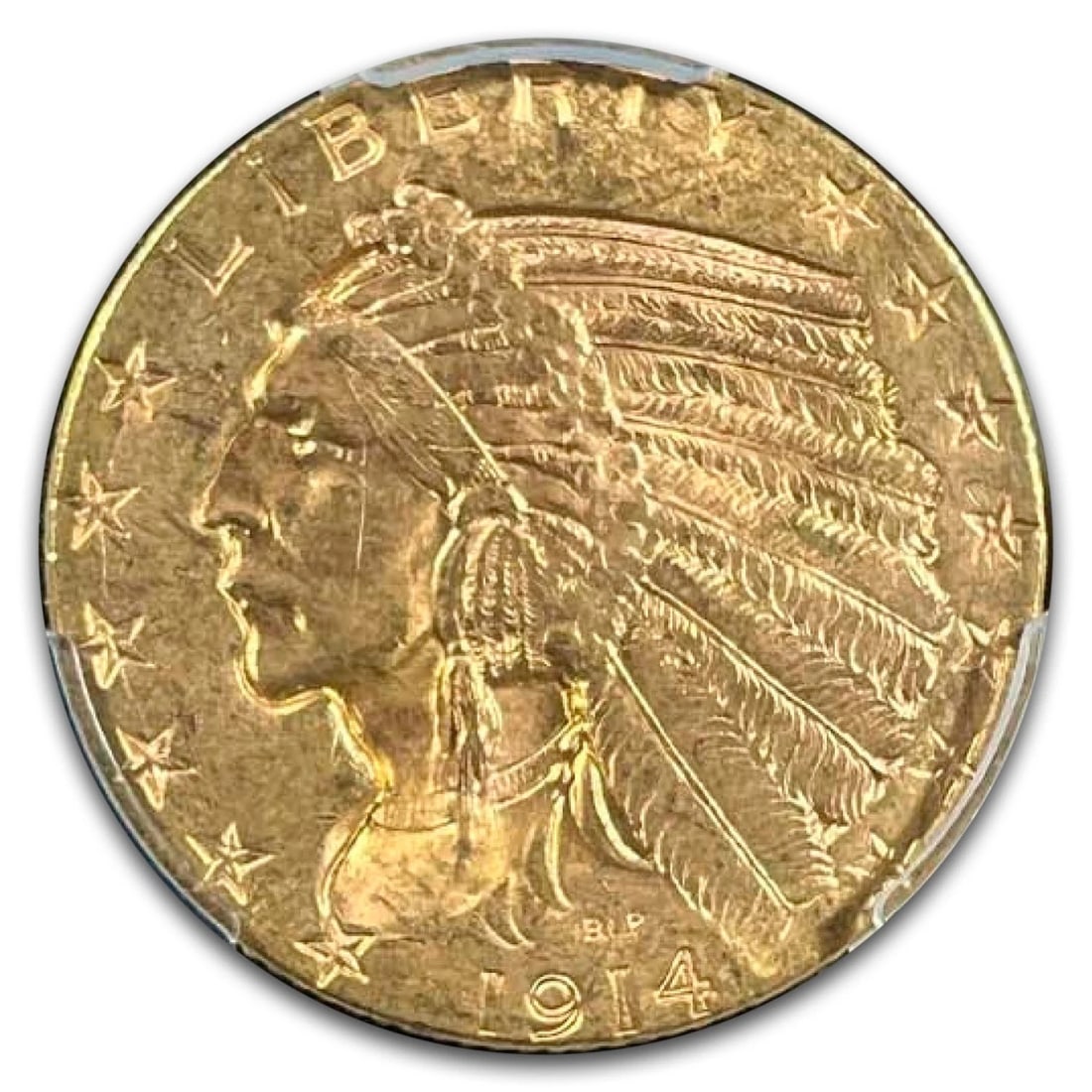 1914-D $5 INDIAN GOLD HALF EAGLE (1 of 2)