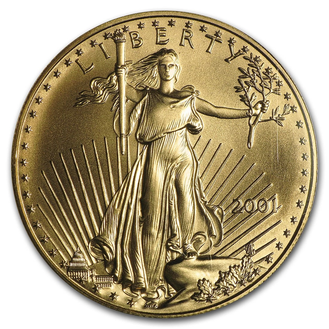 2001 1 OZ AMERICAN GOLD EAGLE: 2001 1 oz American Gold Eagle Brand : US Mint Year : 2001 Denomination : $50 Fineness : 0.9167 Country of Origin/Country/Region of Manufacture : United States Coin : None Brand/Mint : None 