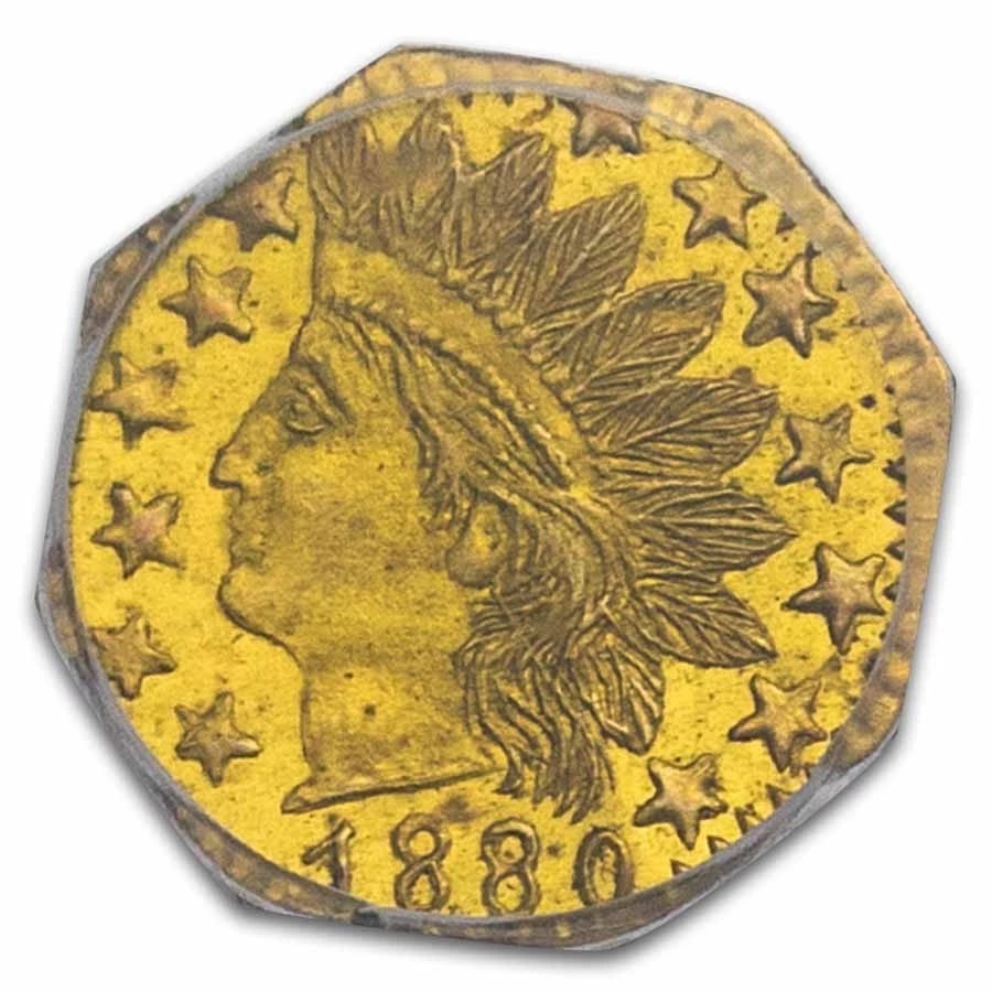 1880 INDIAN OCTAGONAL 25 CENT GOLD (1 of 2)