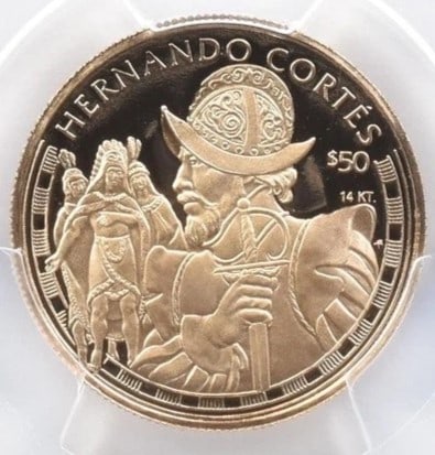 1997 FM COOK ISLANDS 50 DOLLARS GOLD HERNANDO CORTES: 1997 FM Cook Islands 50 Dollars Gold Hernando Cortes Grade : PR69 Composition : Gold Denomination : Not Specified Year : 1997 Country of Origin : none Mint Location : none Brand/Mint : no