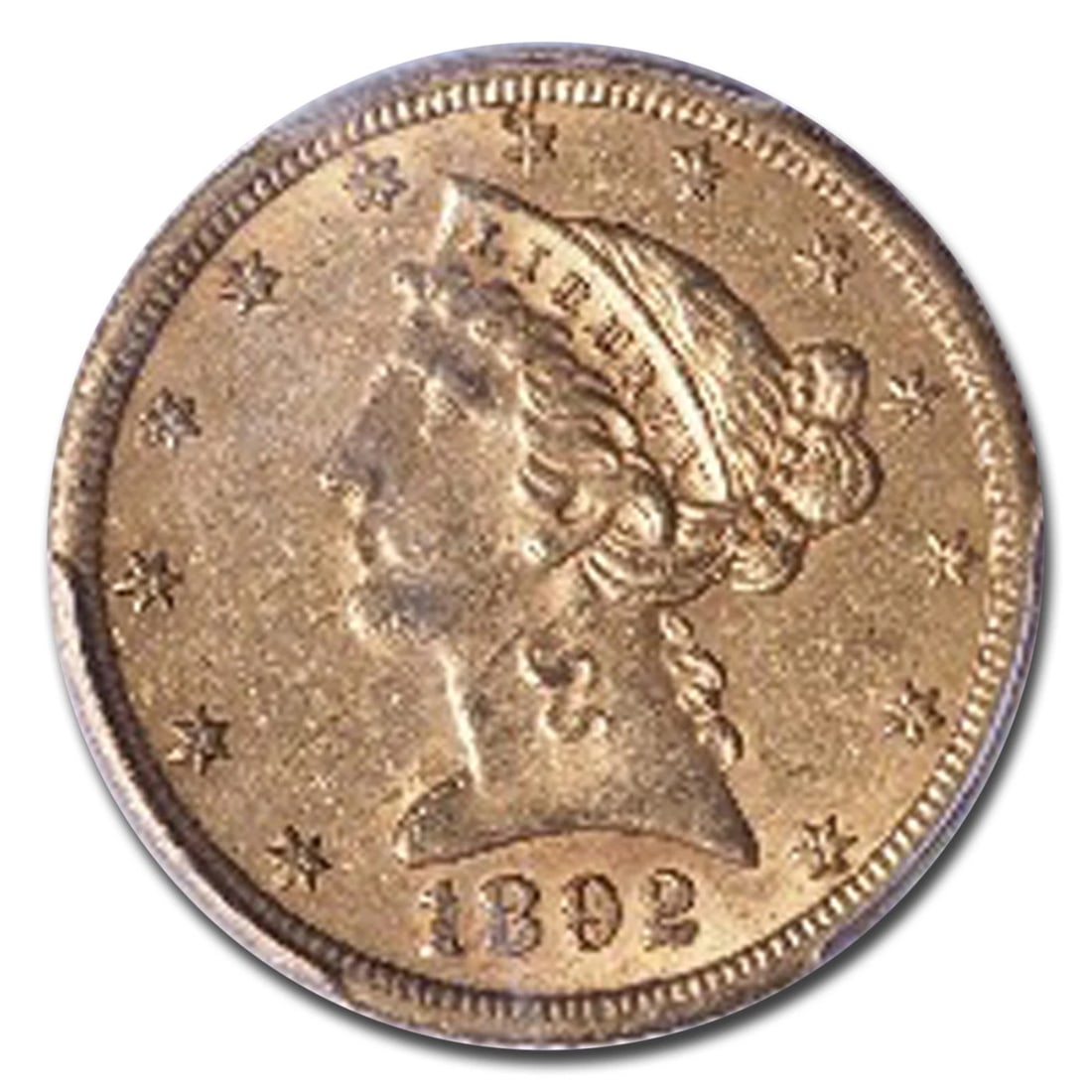 1892-CC $5 LIBERTY GOLD HALF EAGLE (1 of 2)