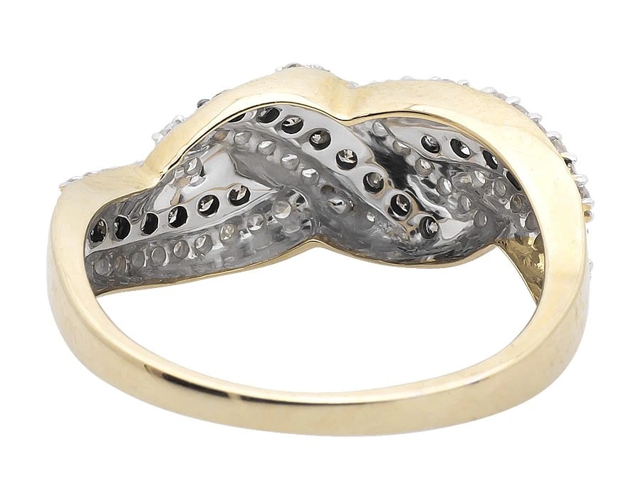 10K YELLOW GOLD CRISS CROSS WHITE AND BROWN DIAMOND WEDDING BAND RING: 10K Yellow Gold Criss Cross White And Brown Diamond Wedding Band Ring Brand: None Type: Ring Material: Metal Yellow Gold Main Stone Natural Color: None Size: 7 US Accessories: None Accesso