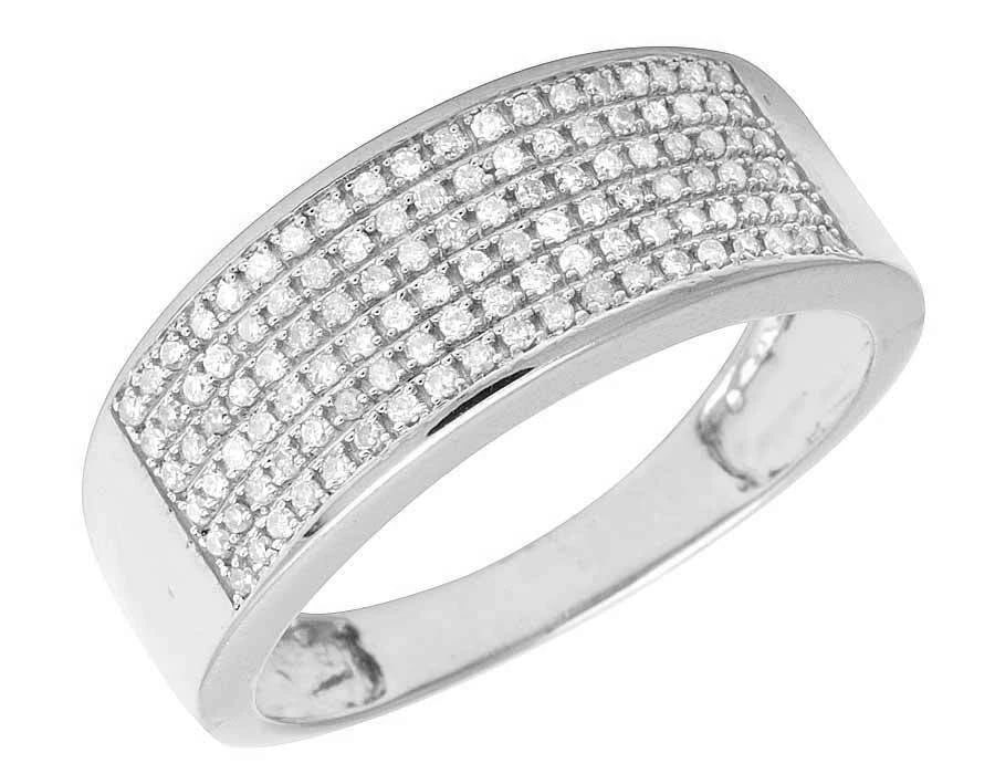 MEN'S 10K WHITE GOLD PAVE REAL DIAMOND WEDDING BAND RING: Men's 10k White Gold Pave Real Diamond Wedding Band Ring Brand: None Type: Ring Material: Metal White Gold Main Stone Natural Color: White Size: 10 US Accessories: None Accessories Notice: