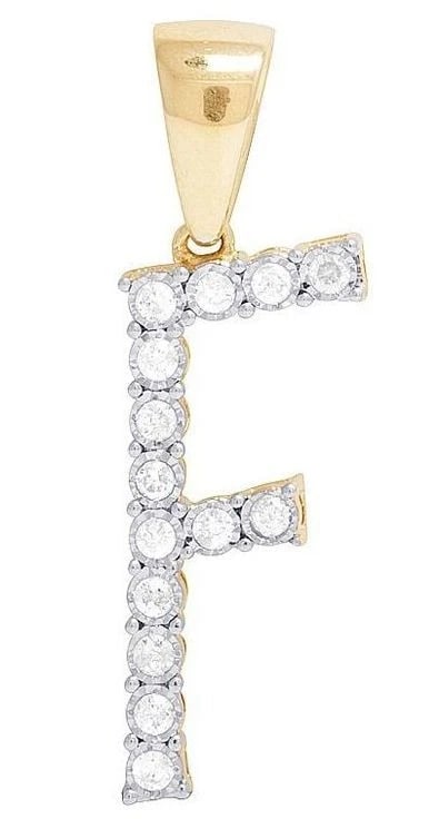 UNISEX REAL 10K YELLOW GOLD GENUINE DIAMOND LETTER F INITIAL PENDANT: Unisex Real 10K Yellow Gold Genuine Diamond Letter F Initial Pendant Brand: None Type: Necklace Material: Metal Yellow Gold Main Stone Natural Color: Yellow Gold Size: Dimension 1.2" Accessories:
