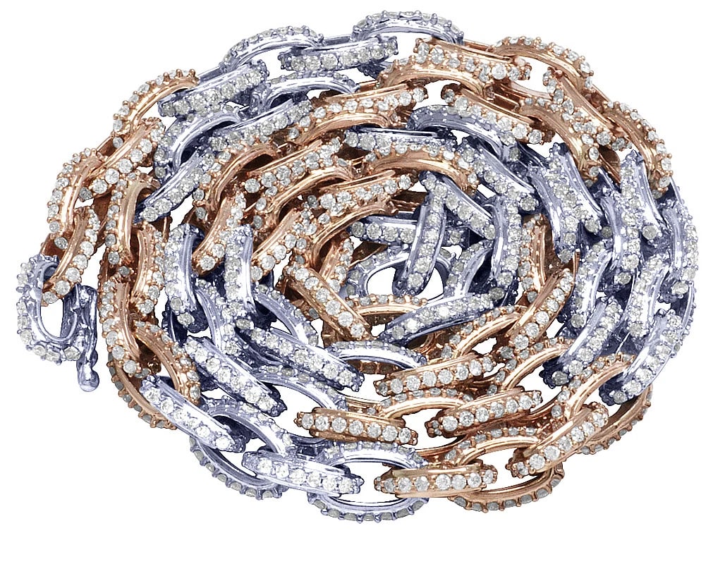 MENS LINK ROLO REAL DIAMOND CHAIN 10K GOLD TWO TONE NECKLACE: Mens Link Rolo Real Diamond Chain 10K Gold Two Tone Necklace Brand: None Type: Necklace Material: Metal Multi-Tone Gold Color: None Size: Width 7mm Chain Length 20 in Accessories: None Acc