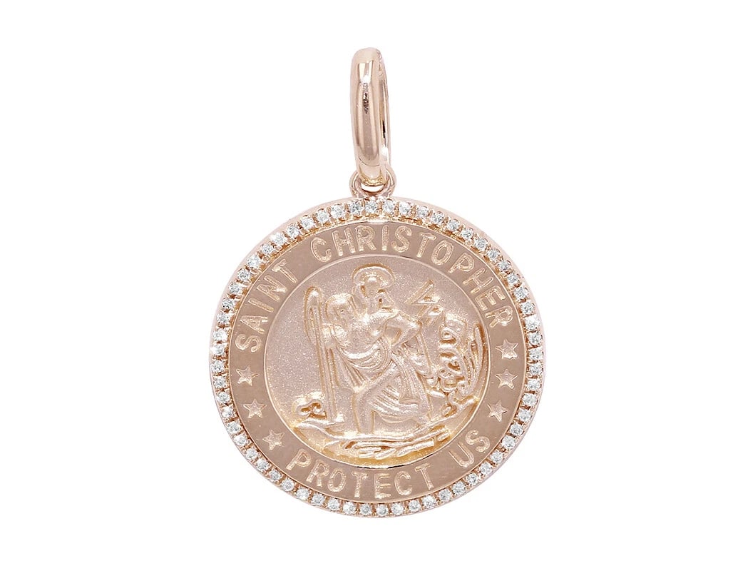MEDALLION CHRISTOPHER DIAMOND PENDANT 14K GOLD (1 of 2)