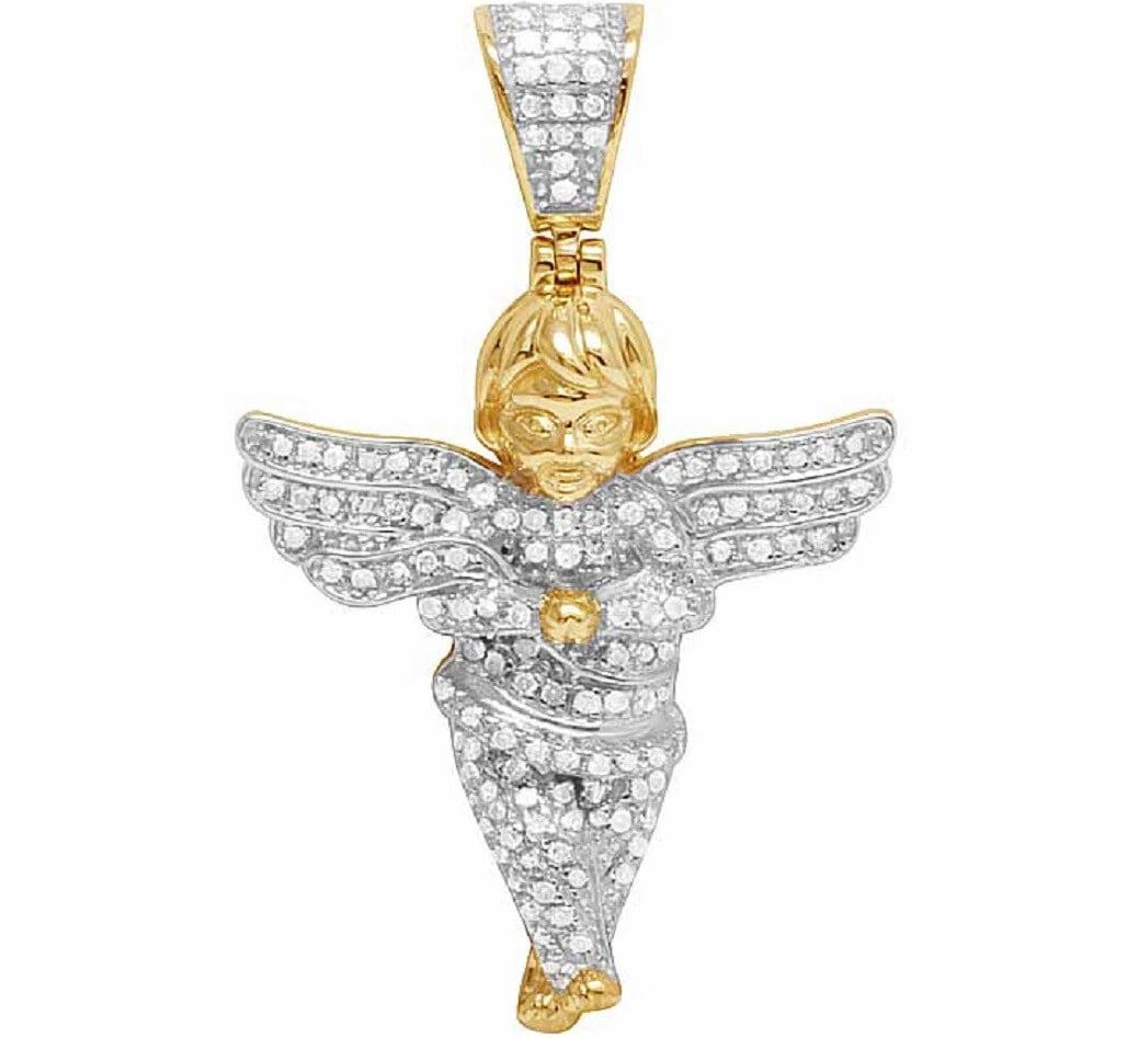 REAL DIAMOND ICE OUT ANGEL CHERUB PENDANT (1 of 4)