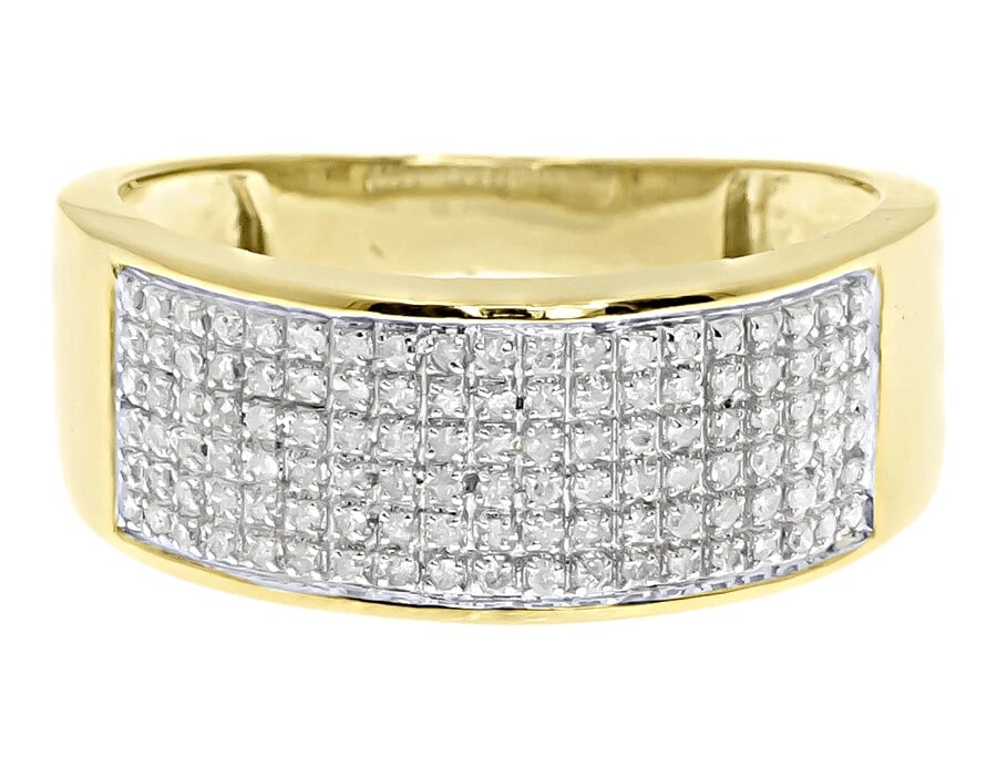 10K YELLOW GOLD MENS PAVE ROUND DIAMOND WEDDING FASHION BAND RING (1 of 4)