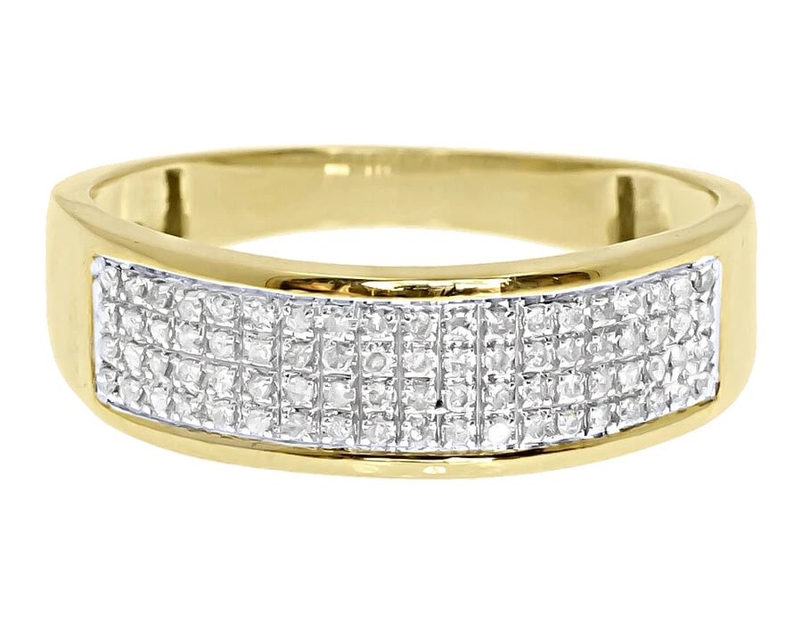 10K YELLOW GOLD MENS PAVE ROUND DIAMOND WEDDING FASHION BAND RING: 10k Yellow Gold Mens Pave Round Diamond Wedding Fashion Band Ring Brand: None Type: Ring Material: Metal Yellow Gold Main Stone Natural Color: None Size: 10 US Accessories: None Accessorie