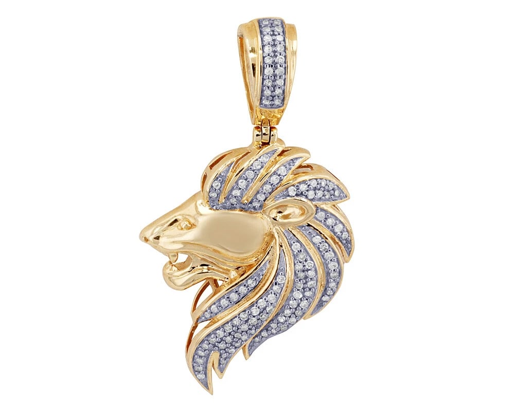 LION'S MANE REAL DIAMOND PENDANT 10K YELLOW GOLD: Lion's Mane Real Diamond Pendant 10K Yellow Gold Brand: None Type: Pendant Material: Metal Yellow Gold Main Stone Natural Color: Yellow Gold Size: Dimension W 20mm, L 38.3mm Accessories: None