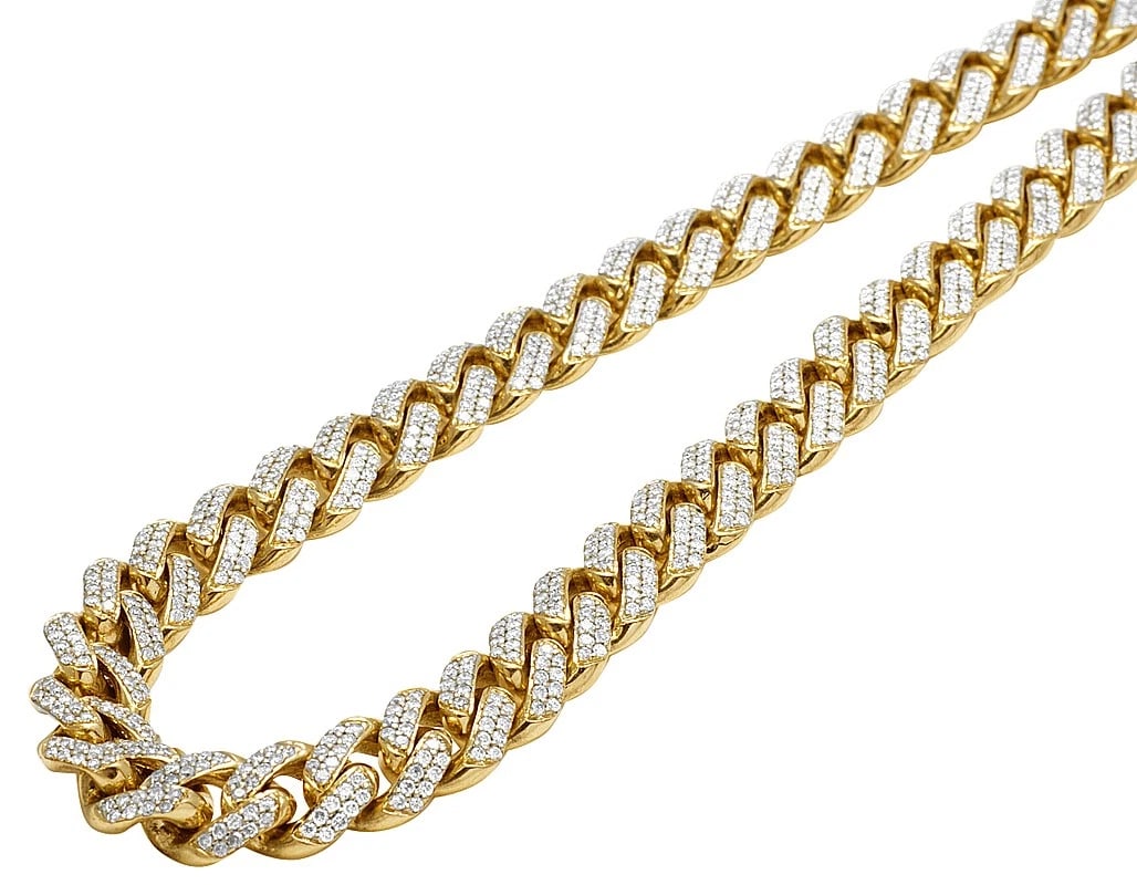 10K YELLOW GOLD MIAMI CUBAN CHOKER DUAL LOCK DIAMOND NECKLACE CHAIN: 10K Yellow Gold Miami Cuban Choker Dual Lock Diamond Necklace Chain Brand: None Type: Necklace Material: Metal Yellow Gold Main Stone Natural Color: Yellow Gold Size: Width 11mm Accessories: None