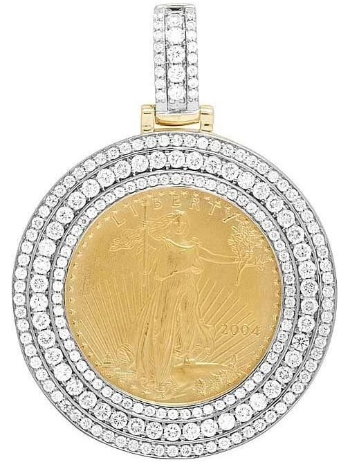 14K YELLOW GOLD COIN LADY LIBERTY 1/2 OUNCE REAL DIAMOND PENDANT (1 of 3)