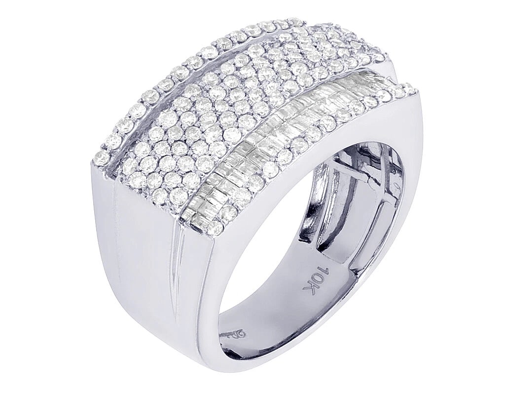 ROUND N BAGUETTE REAL DIAMOND PINKY RING (1 of 5)