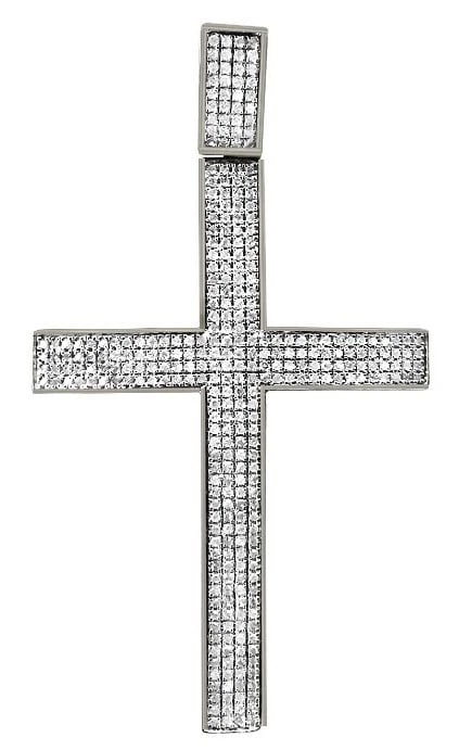 MENS 10K WHITE GOLD PAVE SET GENUINE DIAMOND CROSS CHARM PENDANT: Mens 10K White Gold Pave Set Genuine Diamond Cross Charm Pendant Brand: None Type: Pendant Material: Metal Yellow Gold Main Stone Natural Color: None Size: Dimension 2.16" x1.8" Accessories: