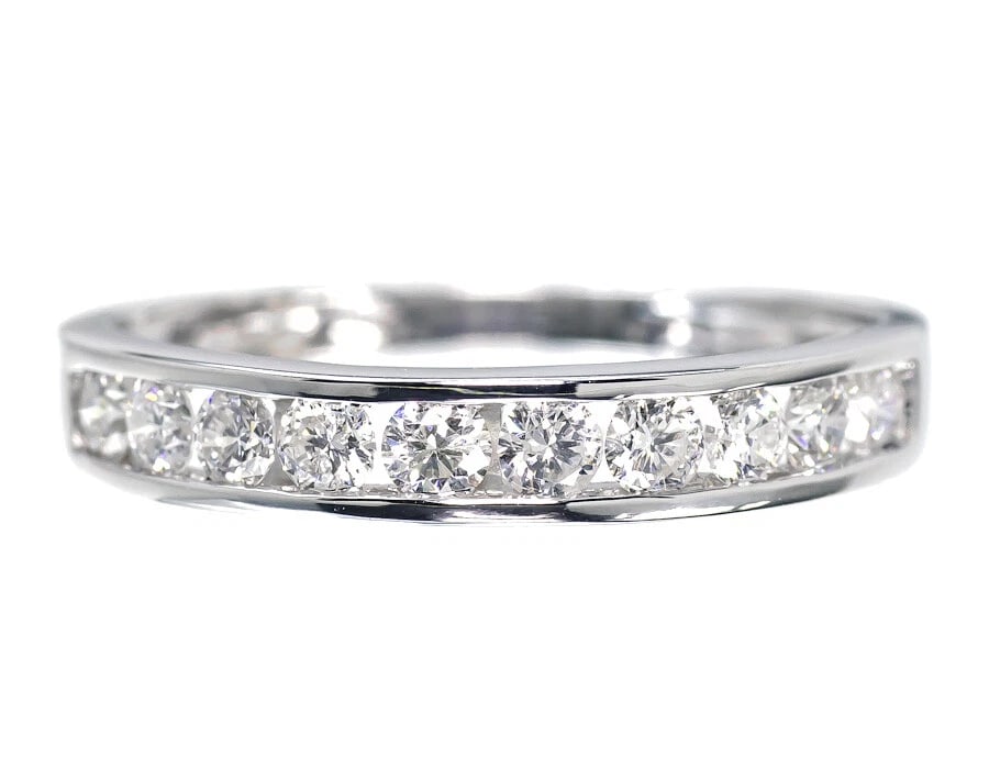 10K WHITE GOLD LADIES ROUND DIAMOND CHANNEL SET WEDDING ANNIVERSARY BAND RING (1 of 3)