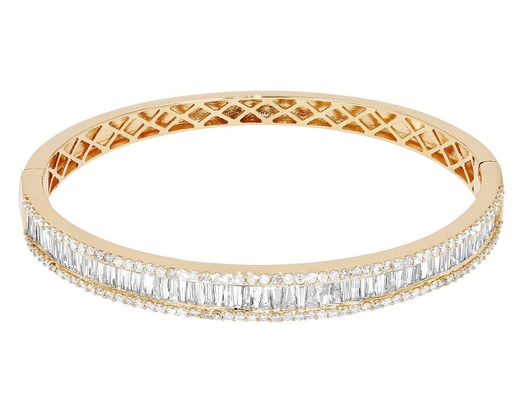 BAGUETTE REAL DIAMOND BANGLE BRACELET (1 of 2)
