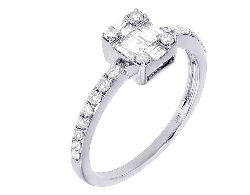 EMERALD CUT REAL DIAMOND HALO ENGAGEMENT RING: Emerald Cut Real Diamond Halo Engagement Ring Brand: None Type: Ring Material: Metal White Gold Main Stone Natural Color: White Gold Size: 6 US Accessories: None Accessories Notice: When p