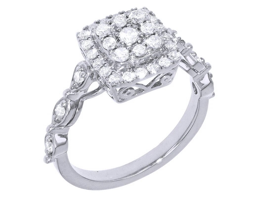 LADIES REAL MARQUISE DIAMOND SQUARE HALO RING: Ladies Real Marquise Diamond Square Halo Ring Brand: None Type: Ring Material: Metal White Gold Main Stone Natural Color: White Size: 7 US Accessories: None Accessories Notice: When purcha