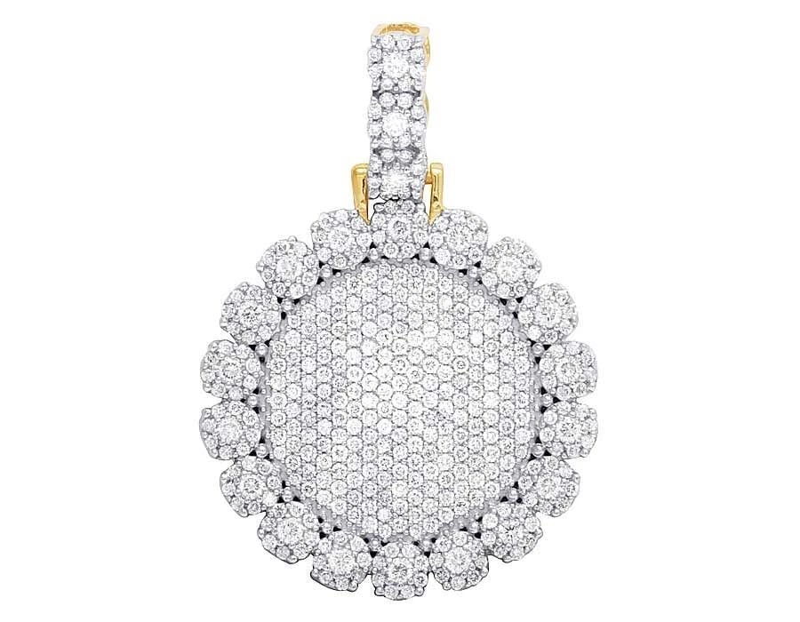 SOLID 10K YELLOW GOLD GENUINE DIAMOND CLUSTER MEDALLION PENDANT (1 of 3)