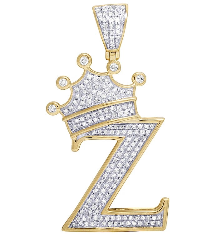 UNISEX 10K YELLOW GOLD REAL DIAMOND TILTED CROWN INITIAL "Z" PENDANT: Unisex 10K Yellow Gold Real Diamond Tilted Crown Initial "Z" Pendant Brand: None Type: Necklace Material: Metal Yellow Gold Main Stone Natural Color: Yellow Gold Size: Dimension 1.6 Accessories:
