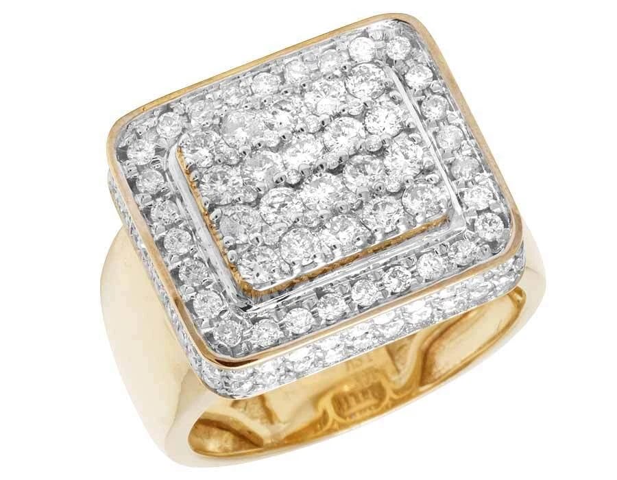 MEN'S 10K YELLOW GOLD 3D SQUARE GENUINE DIAMOND STATEMENT RING: Men's 10K Yellow Gold 3D Square Genuine Diamond Statement Ring Brand: None Type: Ring Material: Metal Yellow Gold Main Stone Natural Color: None Size: 10 US Accessories: None Accessories N