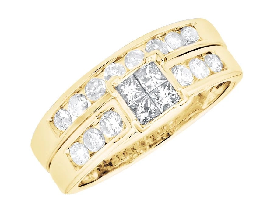 10K YELLOW GOLD INVISIBLE-SET PRINCESS REAL DIAMOND ENGAGEMENT BRIDAL: 10K Yellow Gold Invisible-Set Princess Real Diamond Engagement Bridal Brand: None Type: Ring Material: Metal Yellow Gold Main Stone Natural Color: Yellow Size: 7 US Accessories: None Acces