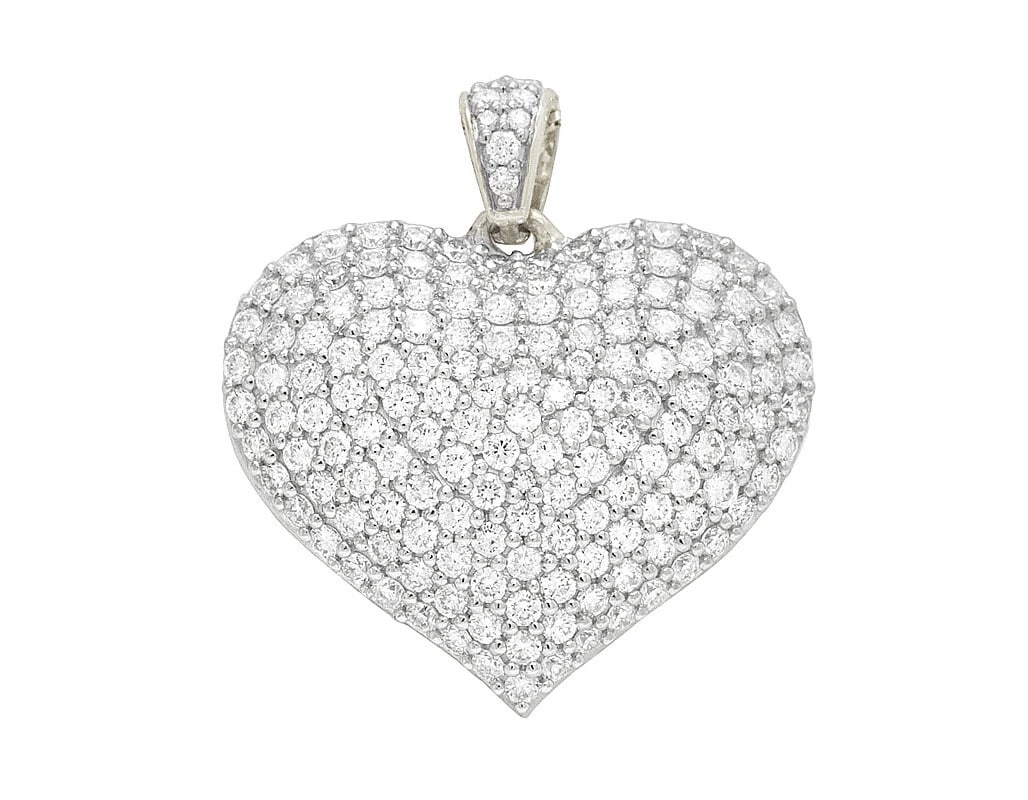 10K YELLOW GOLD REAL DIAMOND PUFF HEART PENDANT (1 of 2)